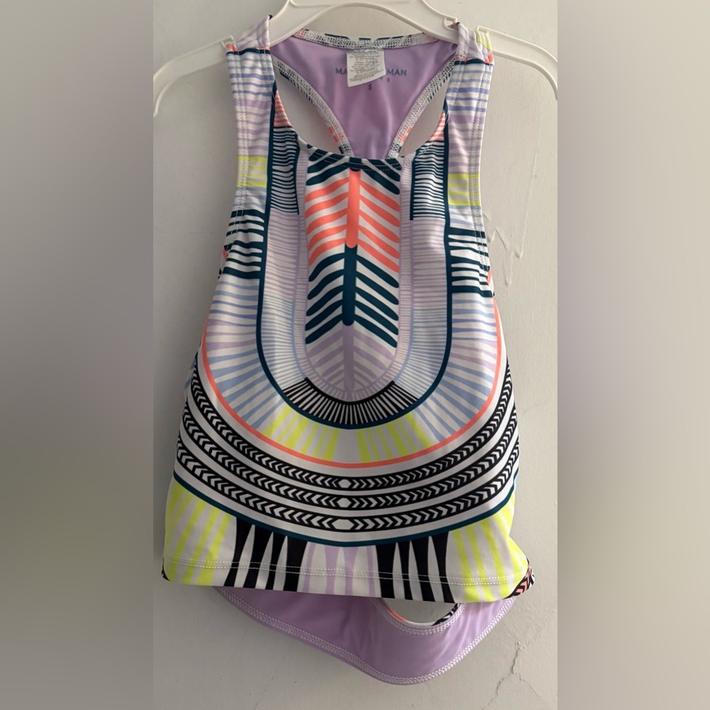 Mara Hoffman Active Sz Small Cropped Racer Back Fitted Athletic Tank Top